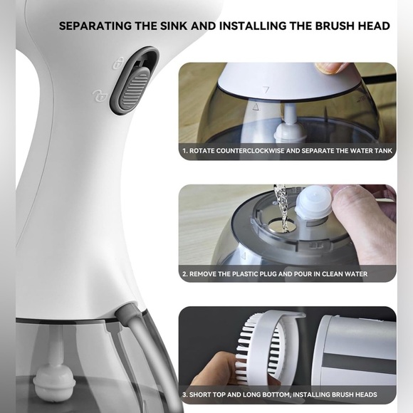 Steamer for Clothes, 1500W 300ml Water Tank 25s Quick Heat Portable Hand - WHITE - Picture 3 of 11